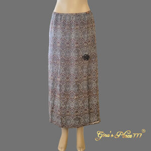 Francess Erita Womens 100% Silk Wrap Around Lined Paisley Skirt Gray Size 12